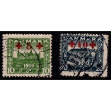 10 øre og 20 øre - Røde Kors - Danmark - AFA 120-21 - Sæt - Stemplet.